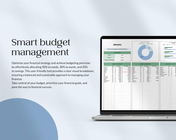 50 30 20 Budget Spreadsheet | Excel & Google Sheets