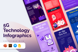 5G Technology Vertical Infographics Templates
