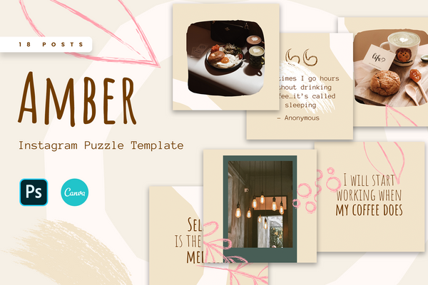Amber Instagram Puzzle Template for CANVA & Photoshop