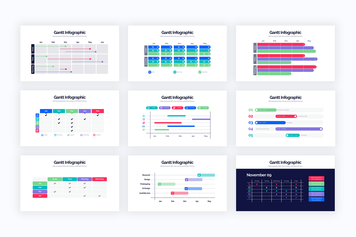 Gantt Chart Powerpoint Infographics