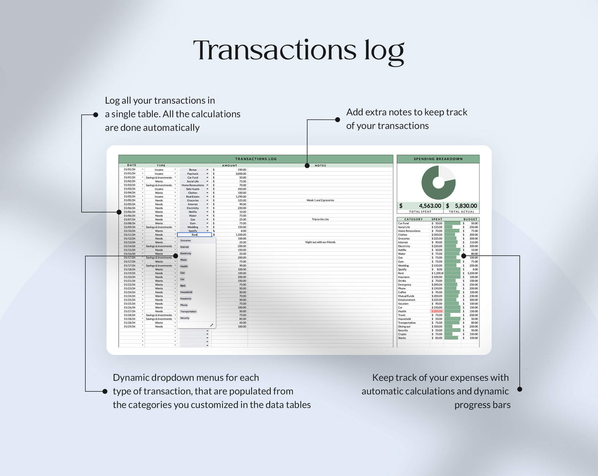 50 30 20 Budget Spreadsheet | Excel & Google Sheets – Slidewalla