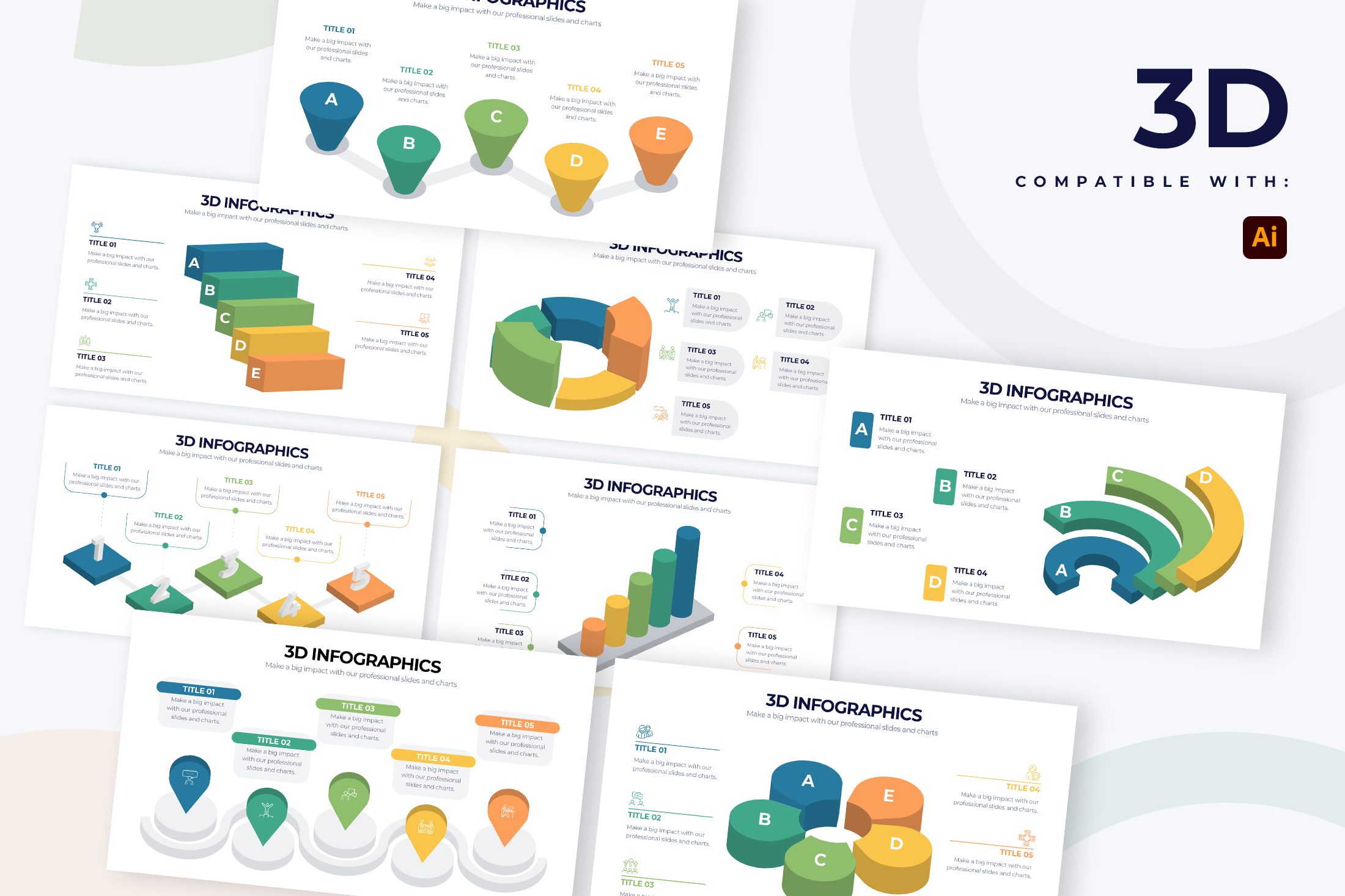 3D Illustrator Infographic Template – Slidewalla