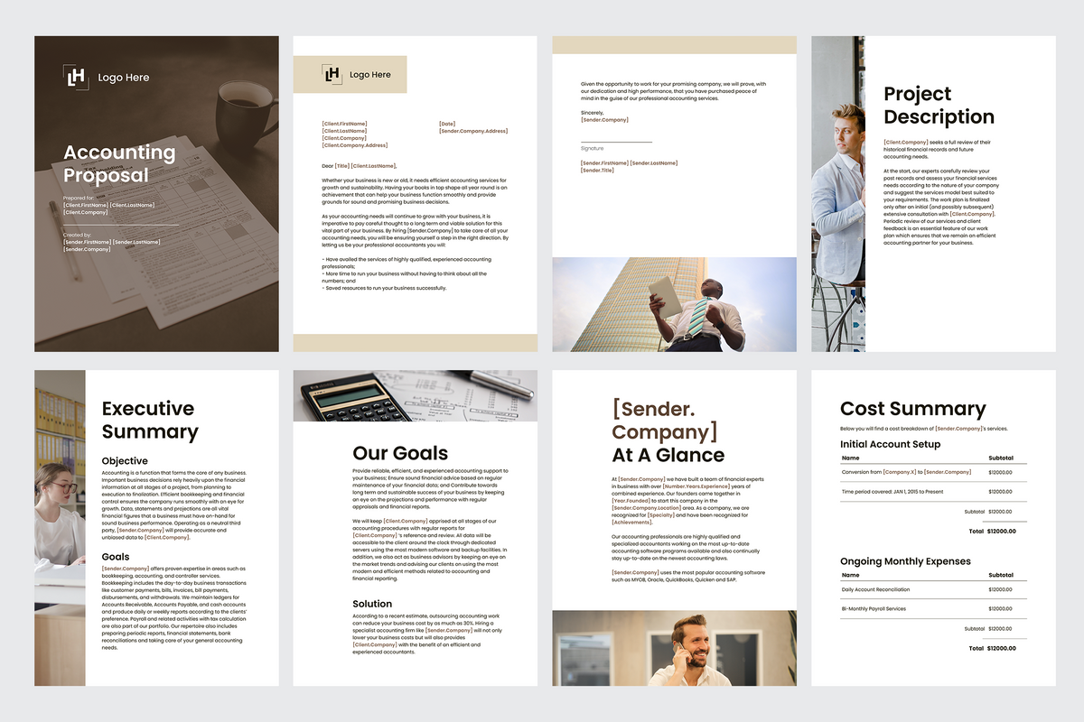 Accounting Proposal Template for CANVA & ILLUSTRATOR