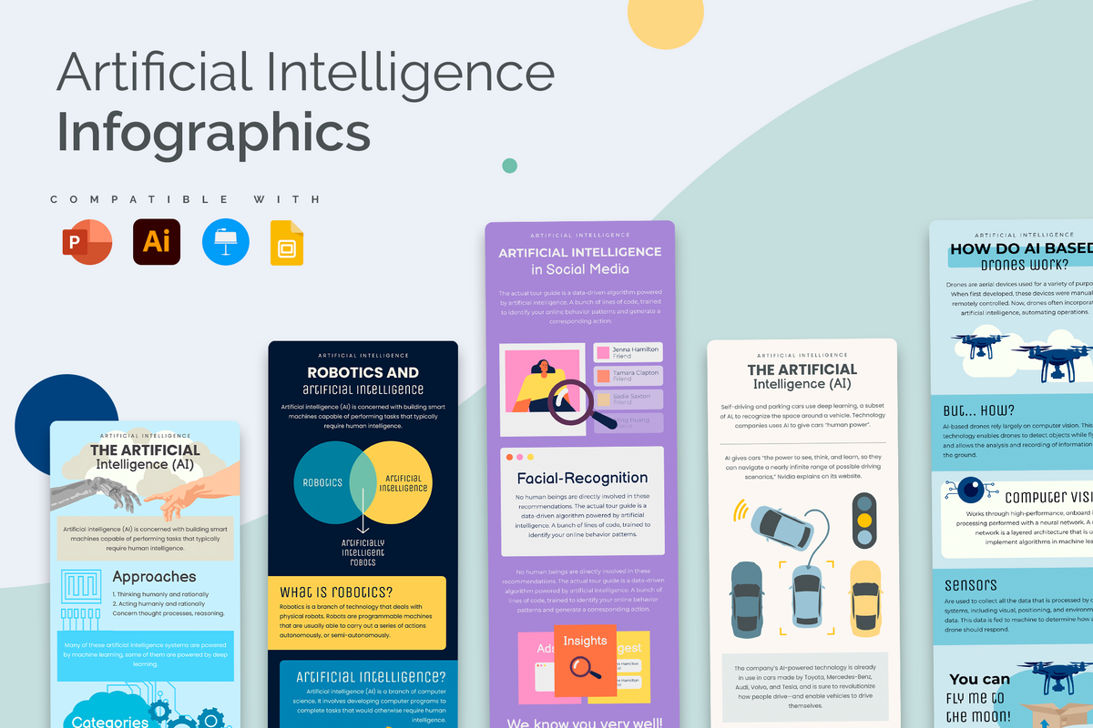 Artificial Intelligence Vertical Infographics Templates