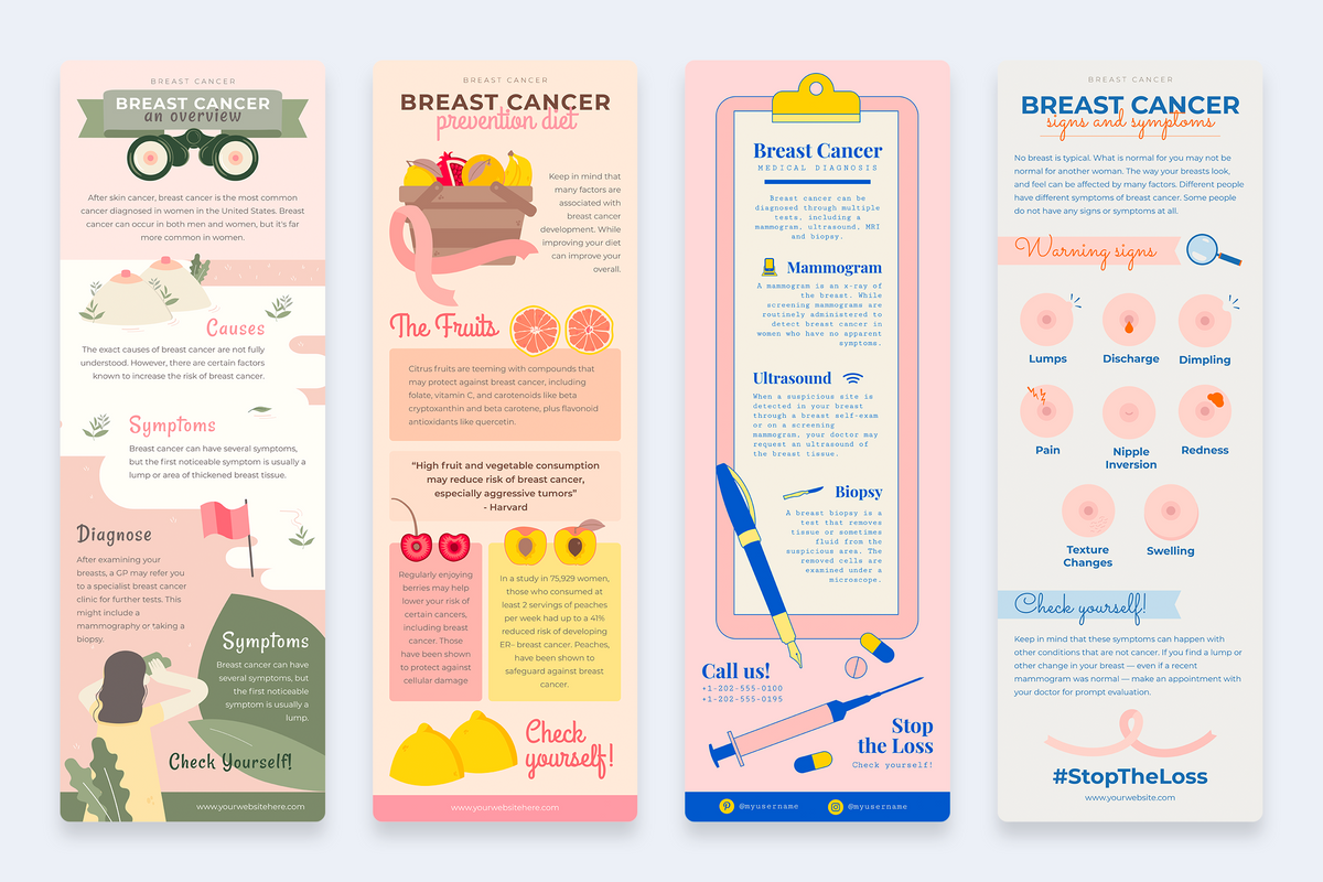 Breast Cancer Vertical Infographics Templates