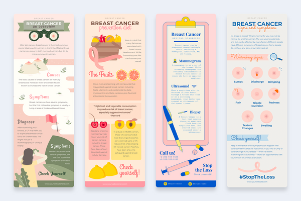 Breast Cancer Vertical Infographics Templates
