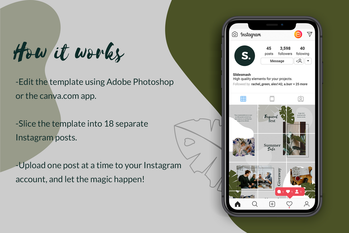 Casey Instagram Puzzle Template for CANVA & Photoshop