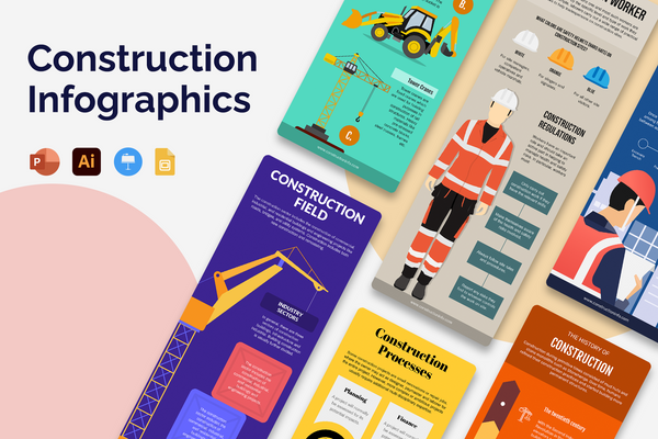 Construction Vertical Infographics Templates