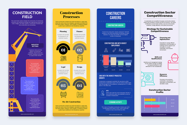 Construction Vertical Infographics Templates