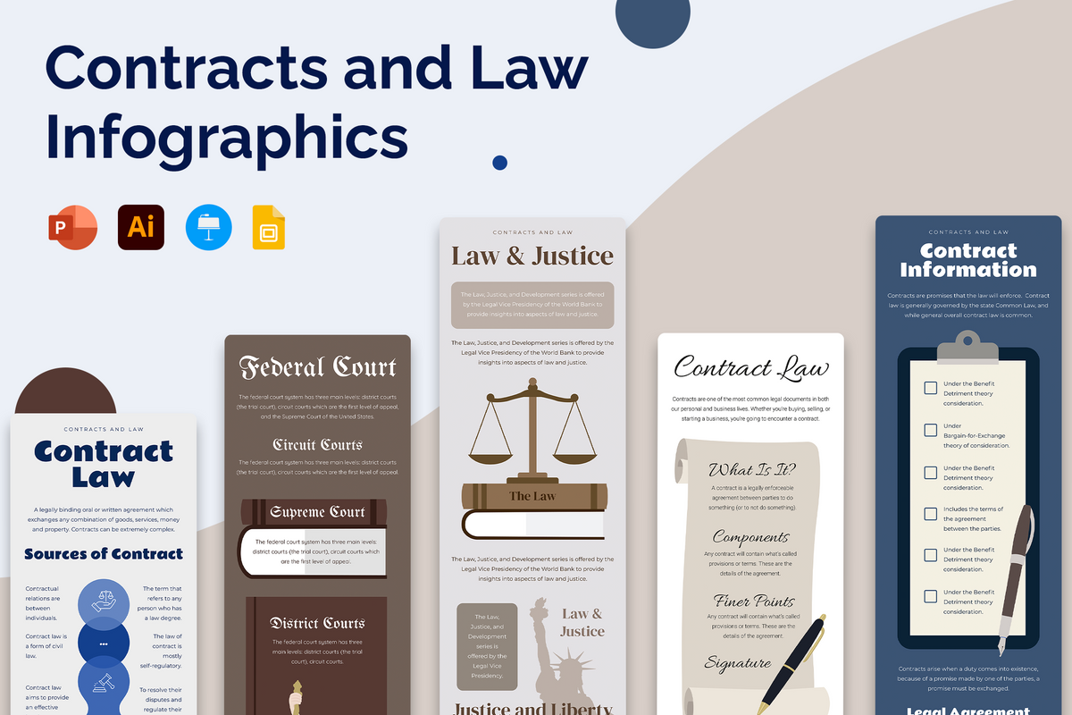 Contracts and Law Vertical Infographics Templates