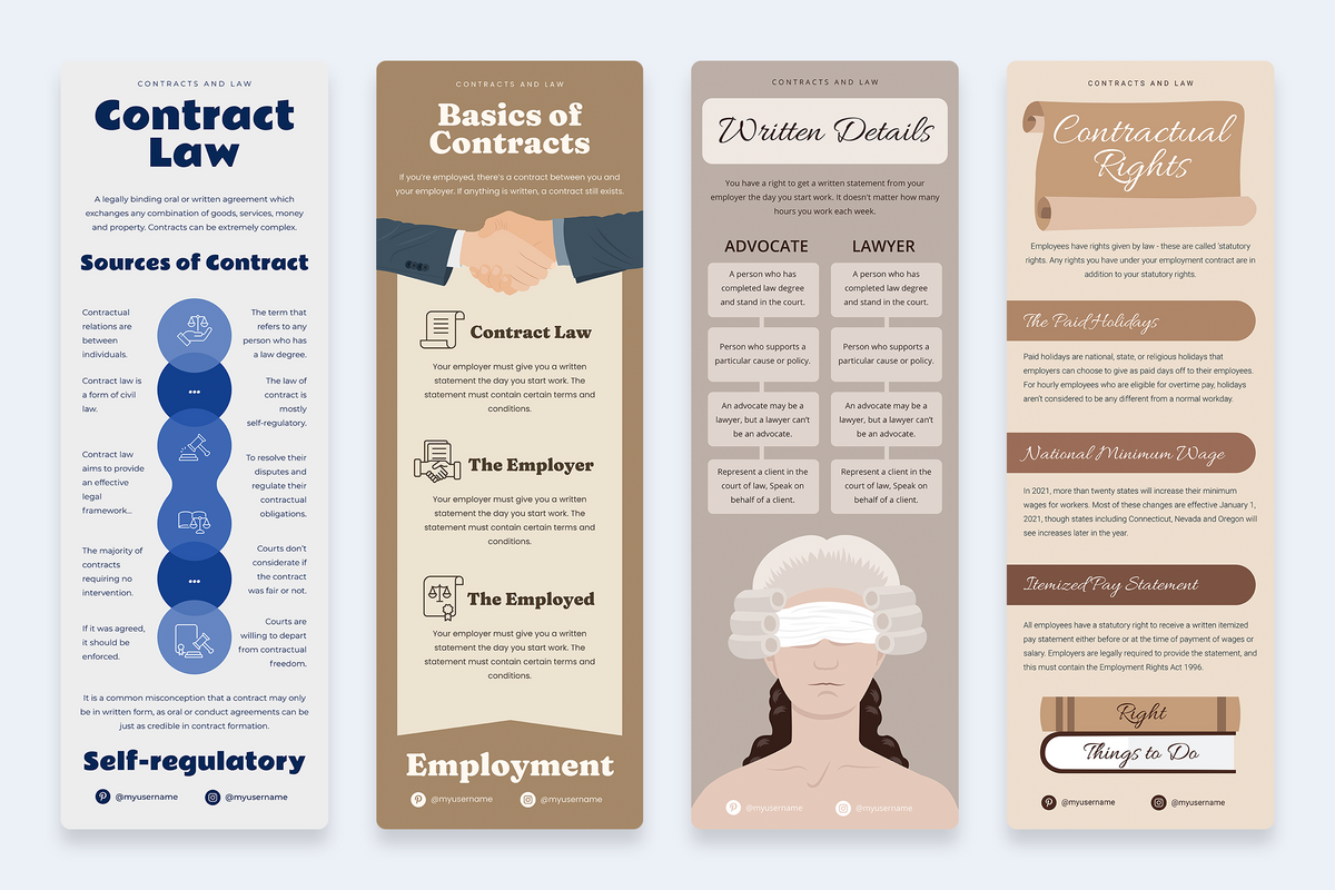 Contracts and Law Vertical Infographics Templates