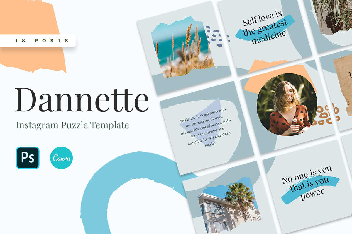 Dannette Instagram Puzzle Template for CANVA & Photoshop