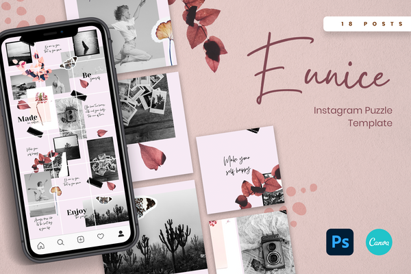 Eunice Instagram Puzzle Template for CANVA & Photoshop