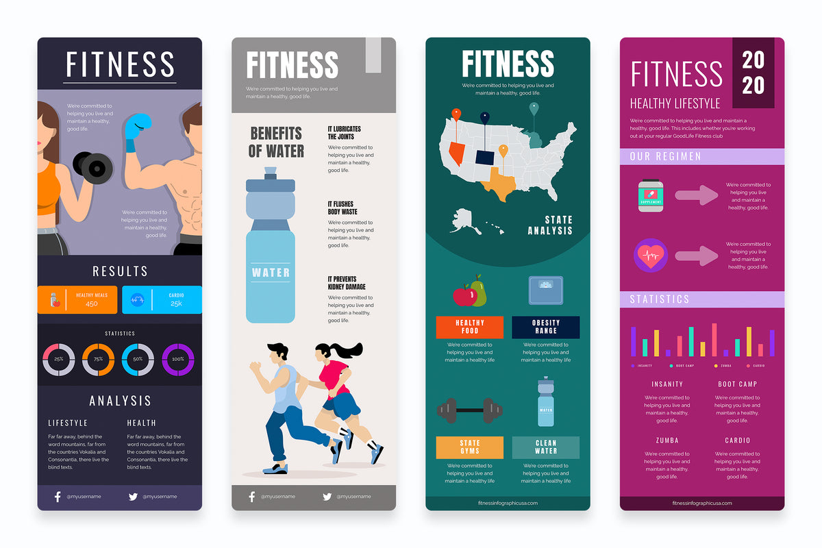 Fitness Vertical Infographics Templates