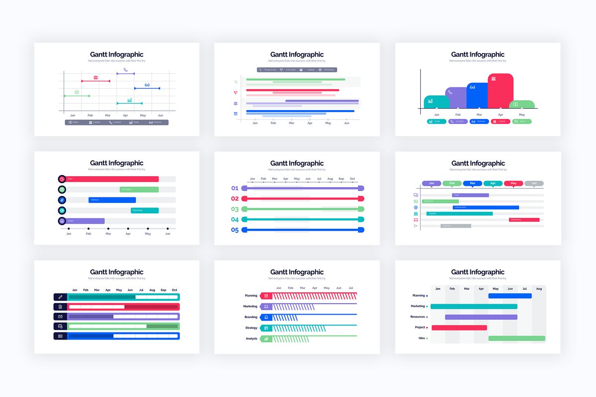 Gantt Chart Powerpoint Infographics