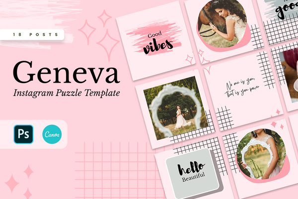 Geneva Instagram Puzzle Template for CANVA & Photoshop