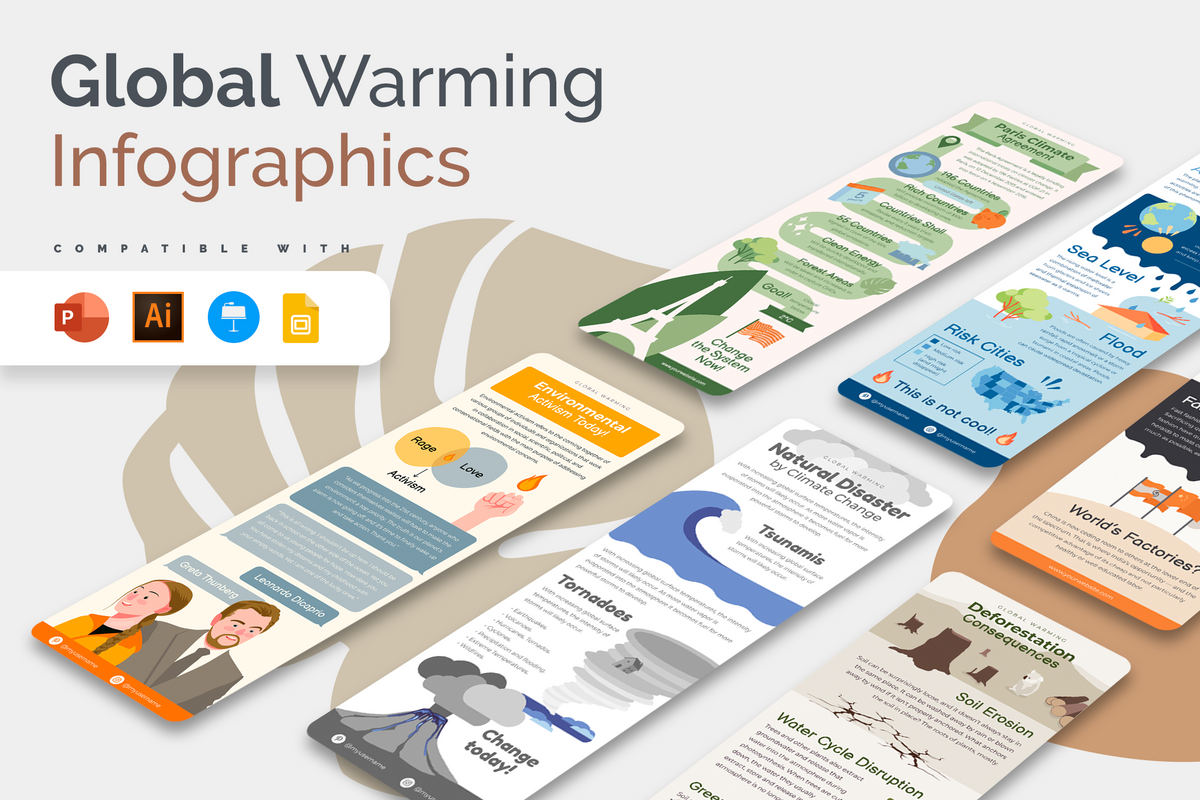 Global Warming Vertical Infographics Templates