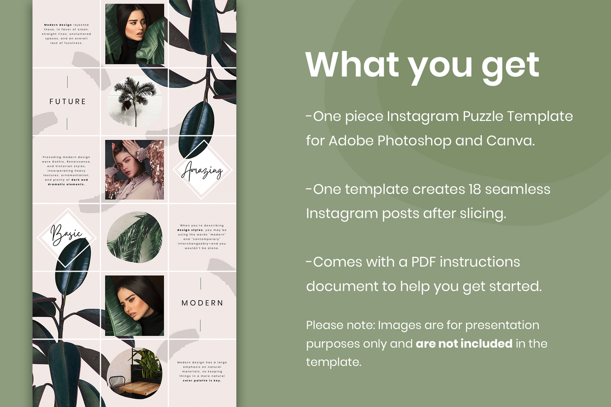 Gwen Instagram Puzzle Template for CANVA & Photoshop