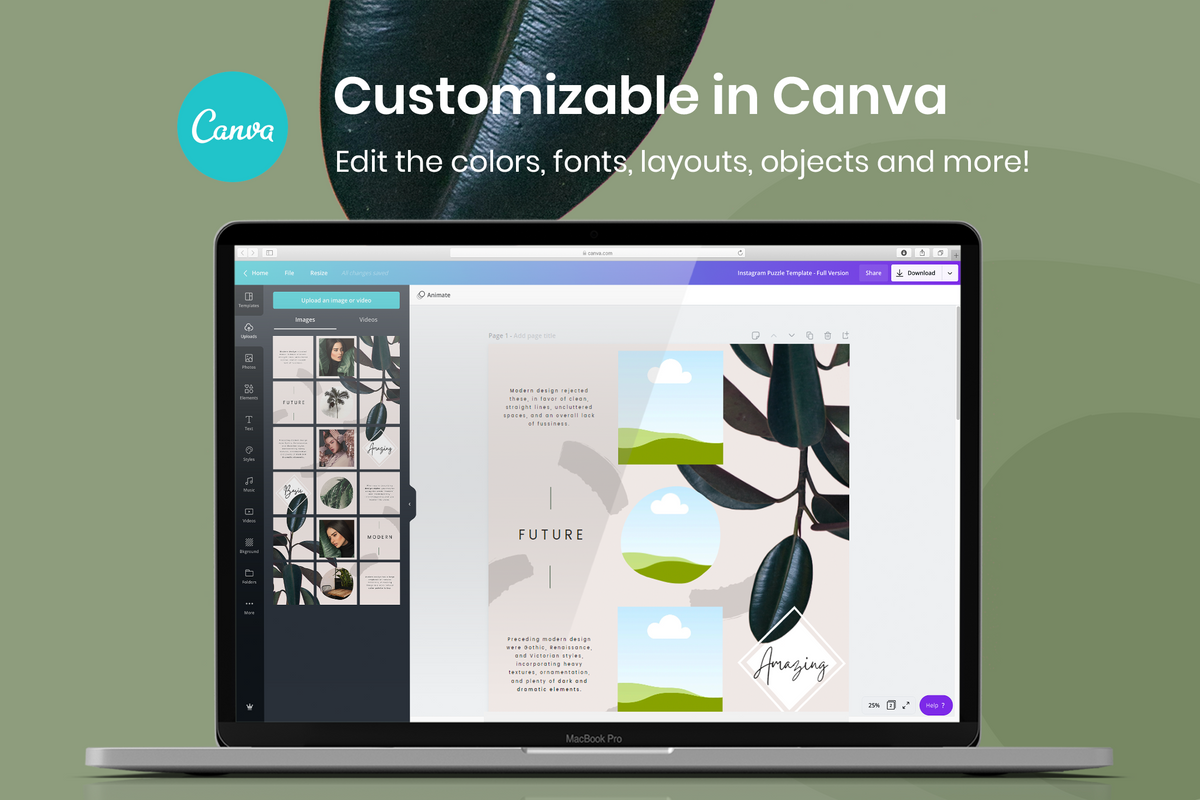 Gwen Instagram Puzzle Template for CANVA & Photoshop