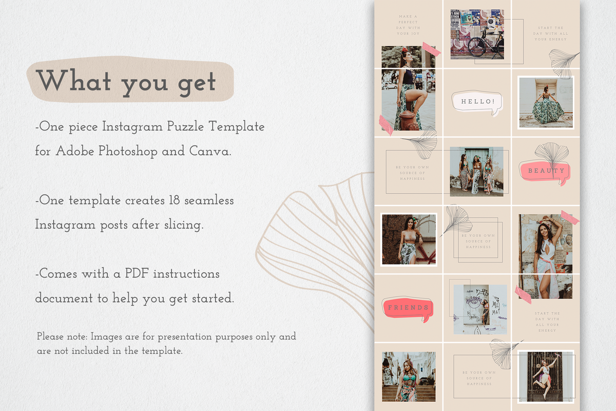 Helen Instagram Puzzle Template for CANVA & Photoshop