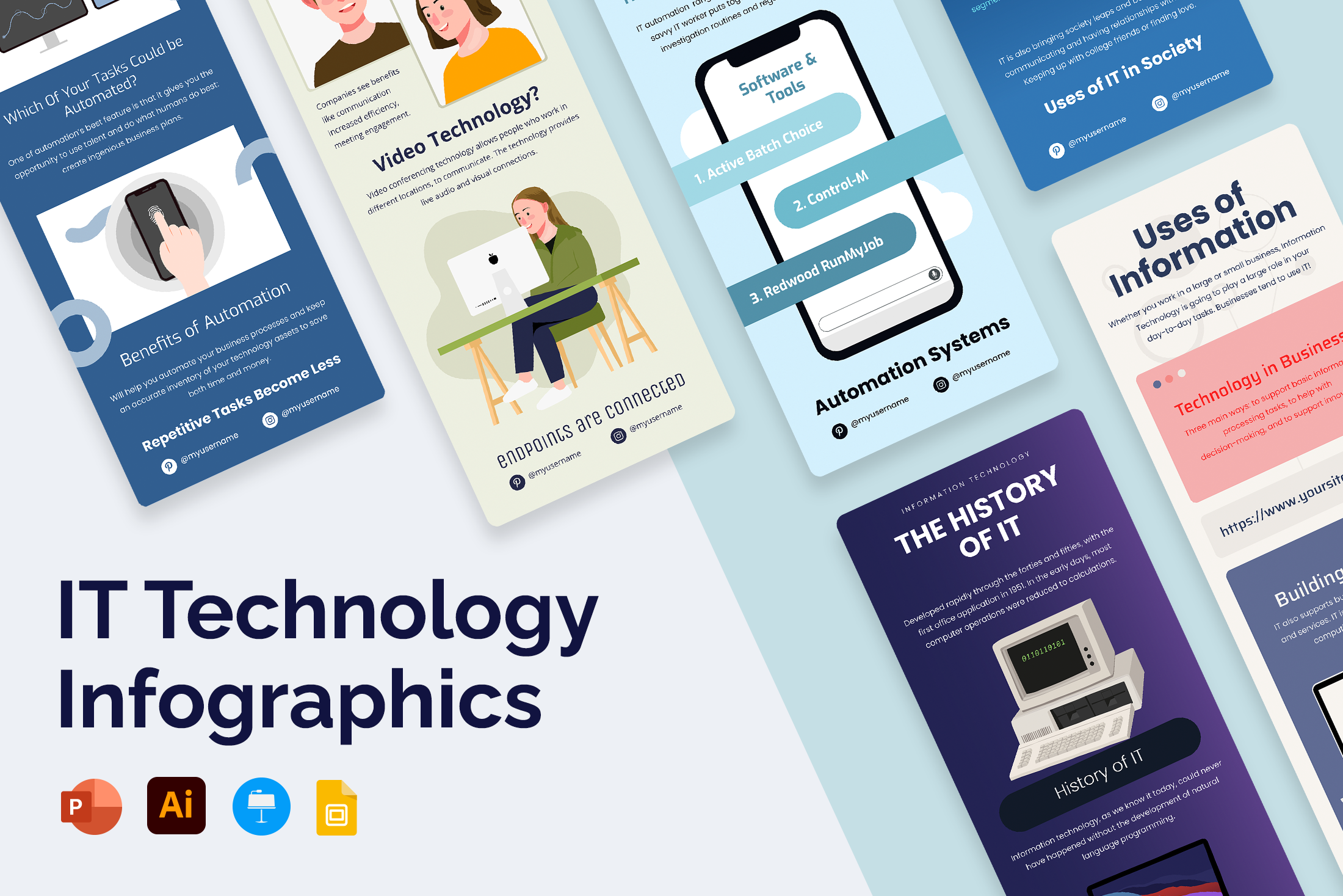 IT Technology Vertical Infographics Templates – Slidewalla