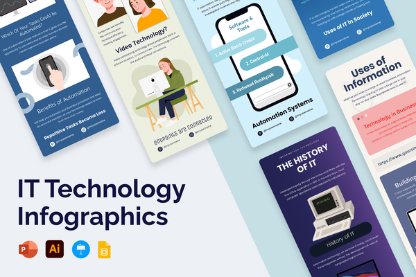 IT Technology Vertical Infographics Templates