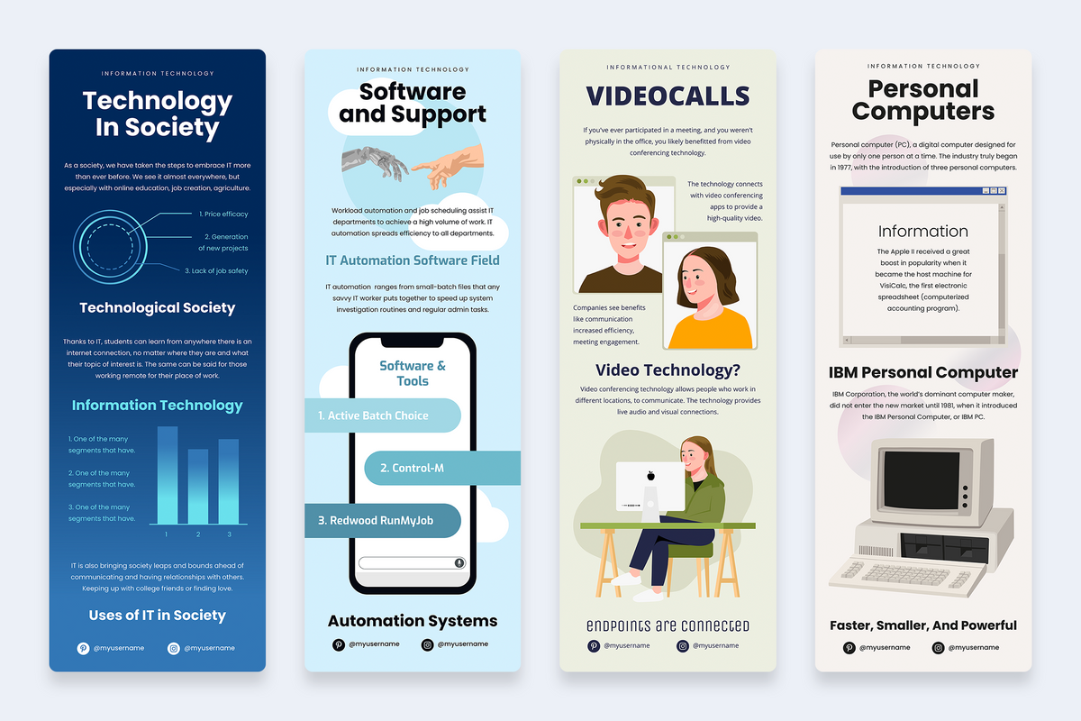 IT Technology Vertical Infographics Templates