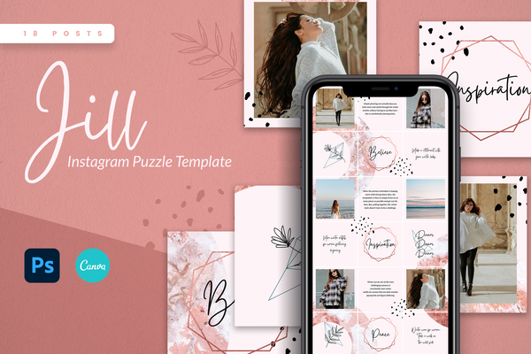 Jill Instagram Puzzle Template for CANVA & Photoshop