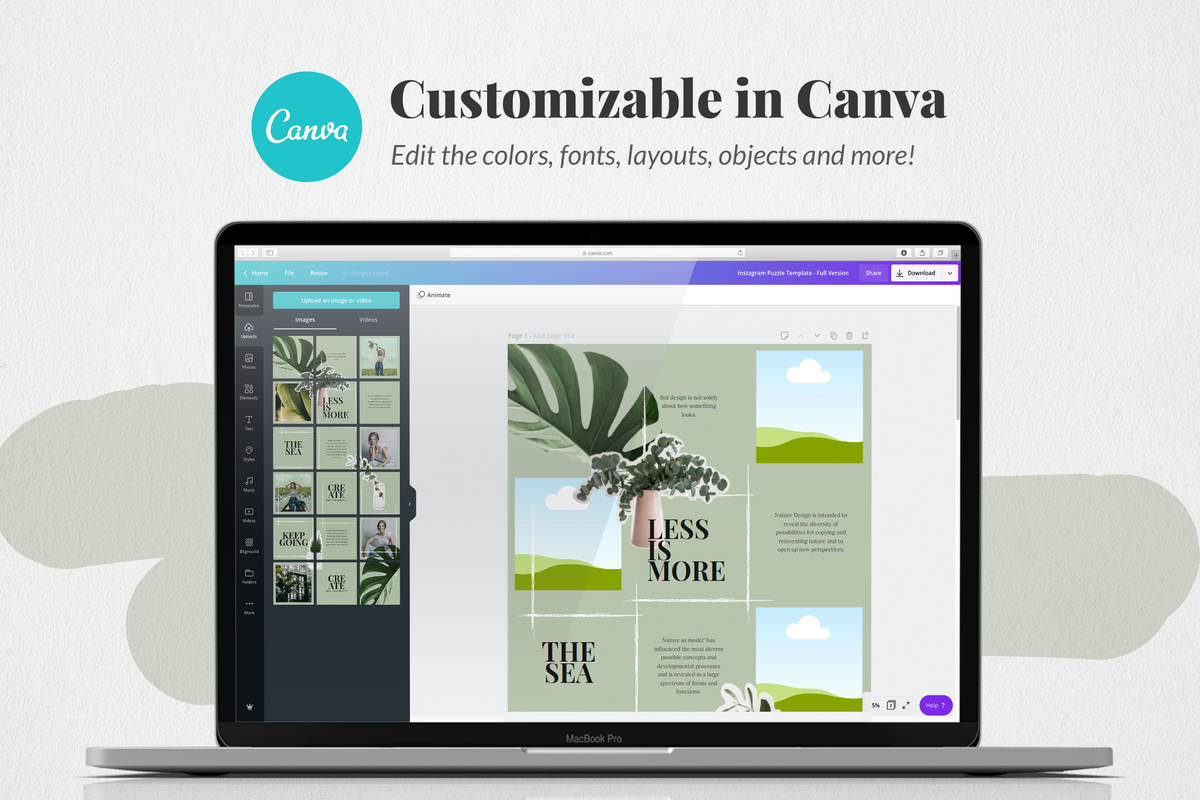Johanne Instagram Puzzle Template for CANVA & Photoshop