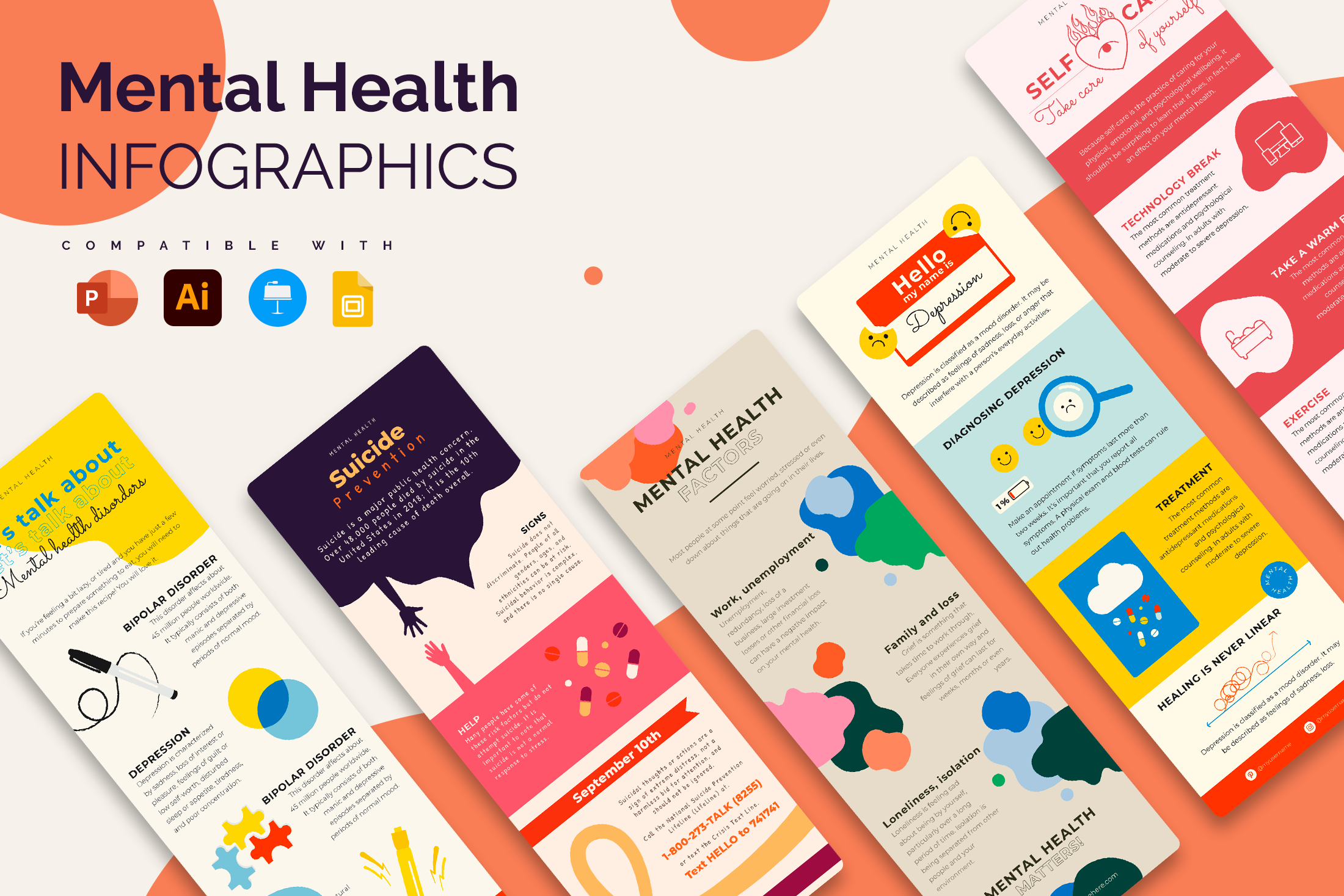 Mental Health Vertical Infographics Templates – Slidewalla