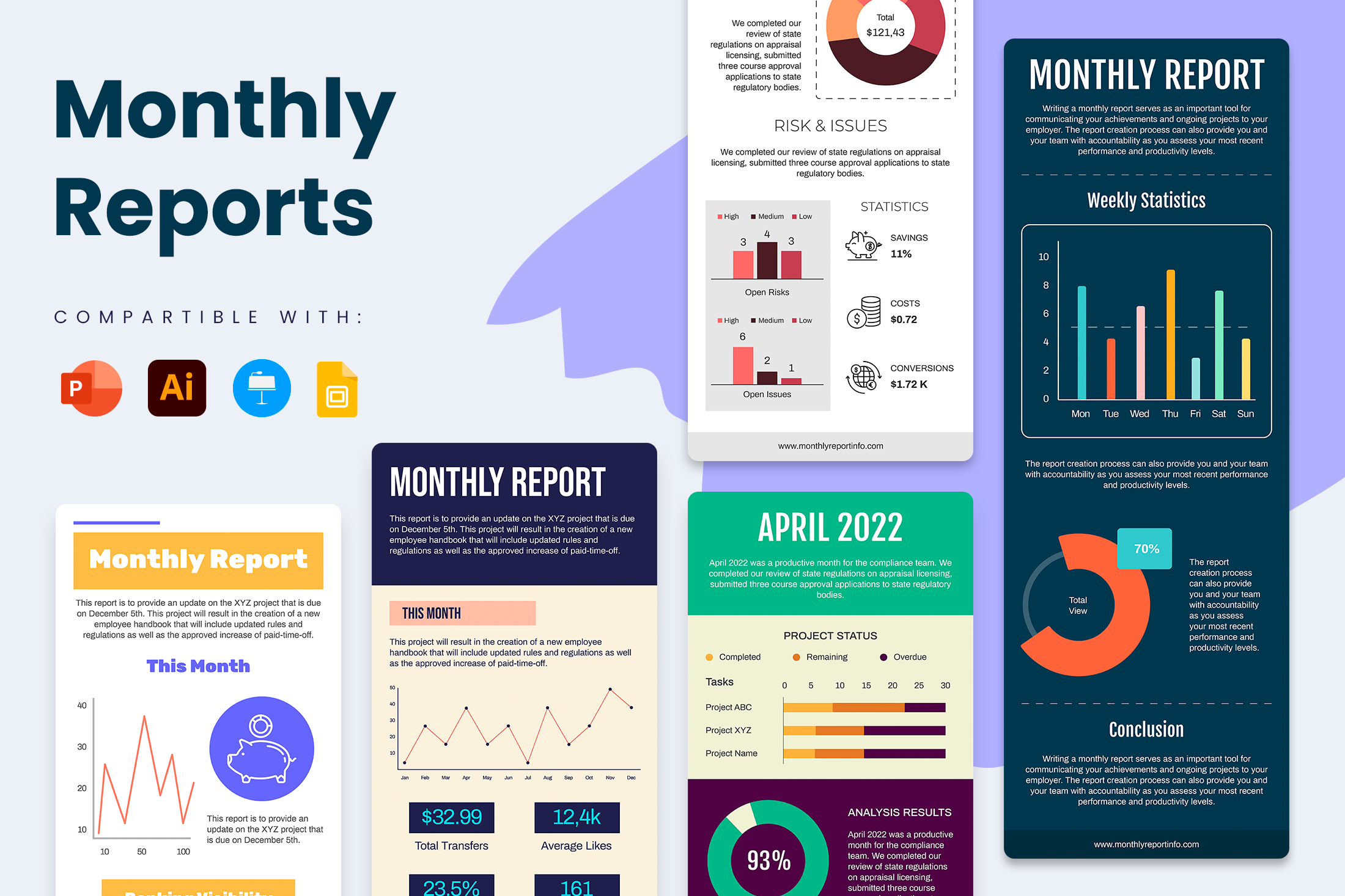 Monthly Reports Vertical Infographics Templates – Slidewalla