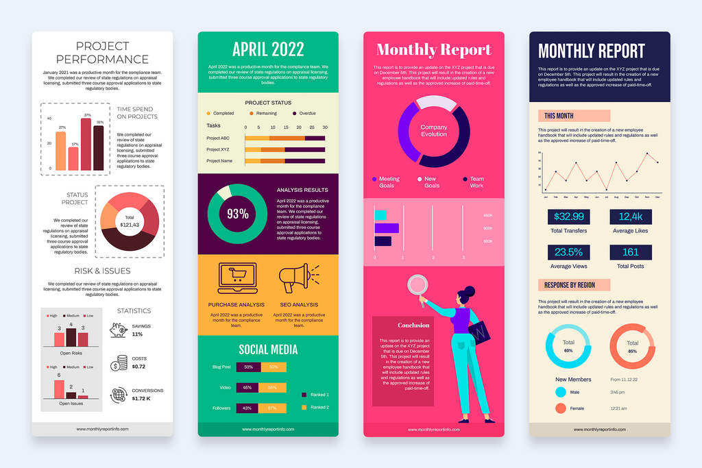 Monthly Reports Vertical Infographics Templates – Slidewalla