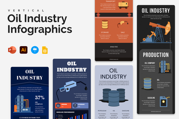 Oil Industry Vertical Infographics Templates