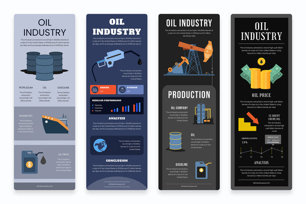 Oil Industry Vertical Infographics Templates
