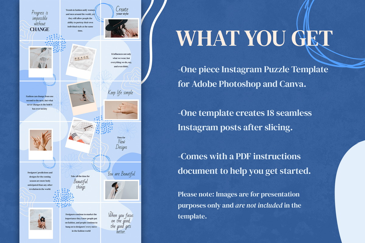 Olivia Instagram Puzzle Template for CANVA & Photoshop