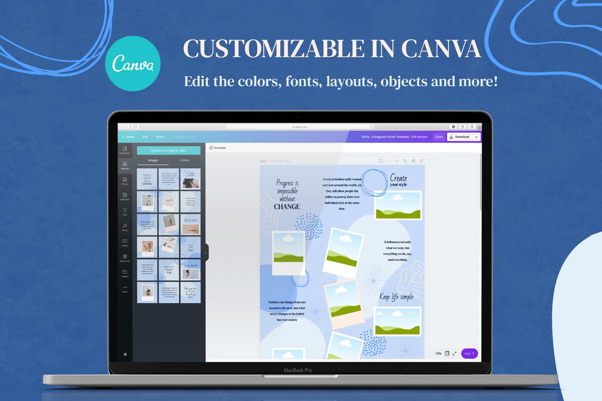 Olivia Instagram Puzzle Template for CANVA & Photoshop