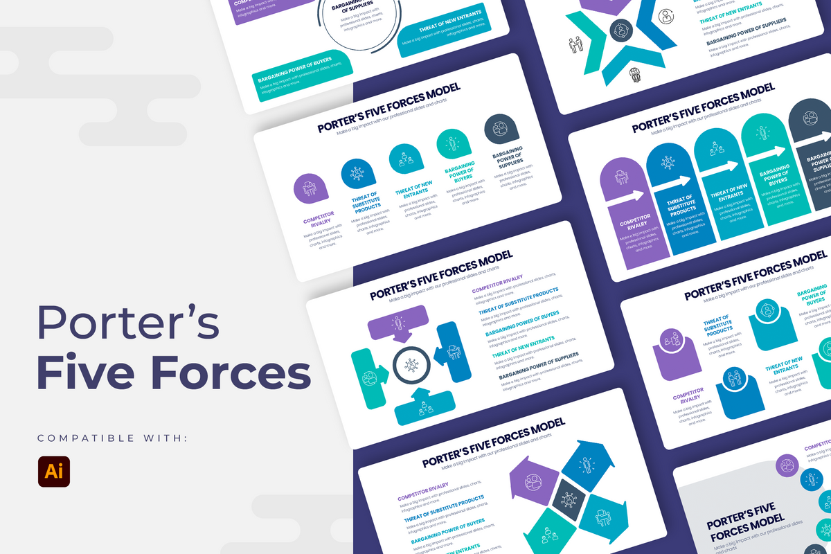Porter's Five Forces Illustrator Infographic Template