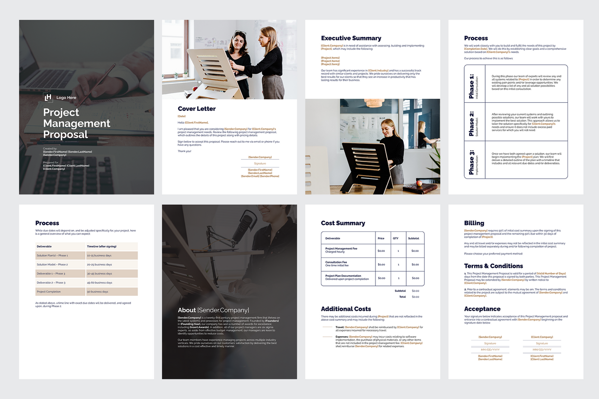 Project Management Proposal Template for CANVA & ILLUSTRATOR