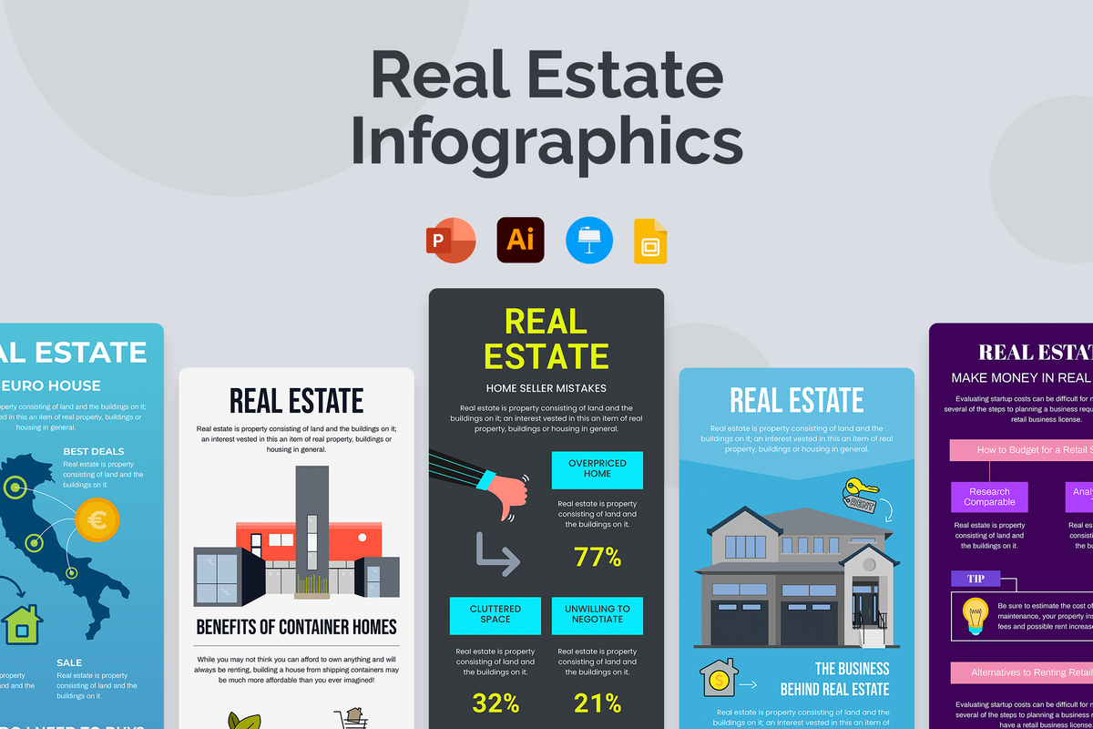 Real Estate Vertical Infographics Templates