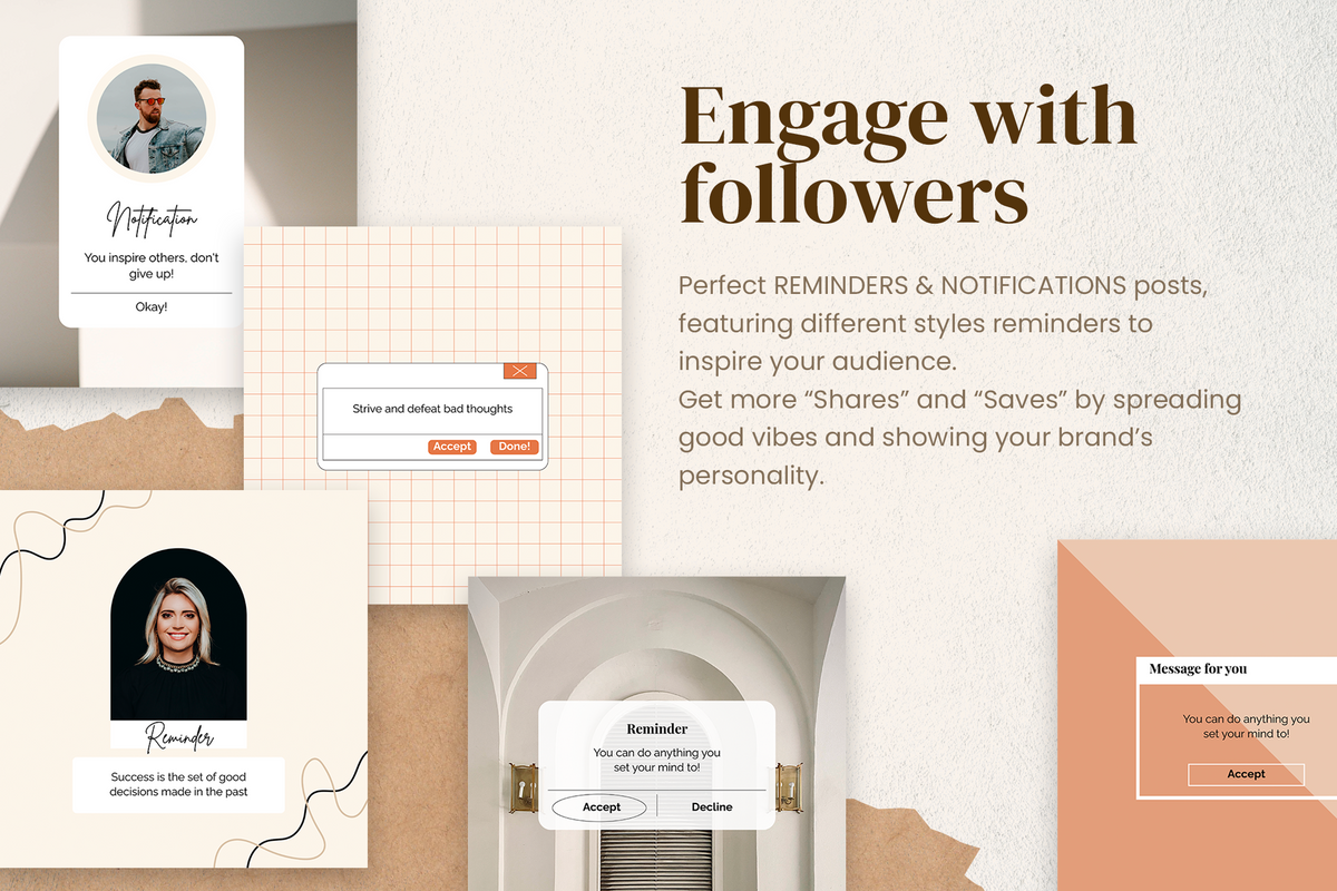 Reminders & Notifications Posts Templates for CANVA Slidewalla