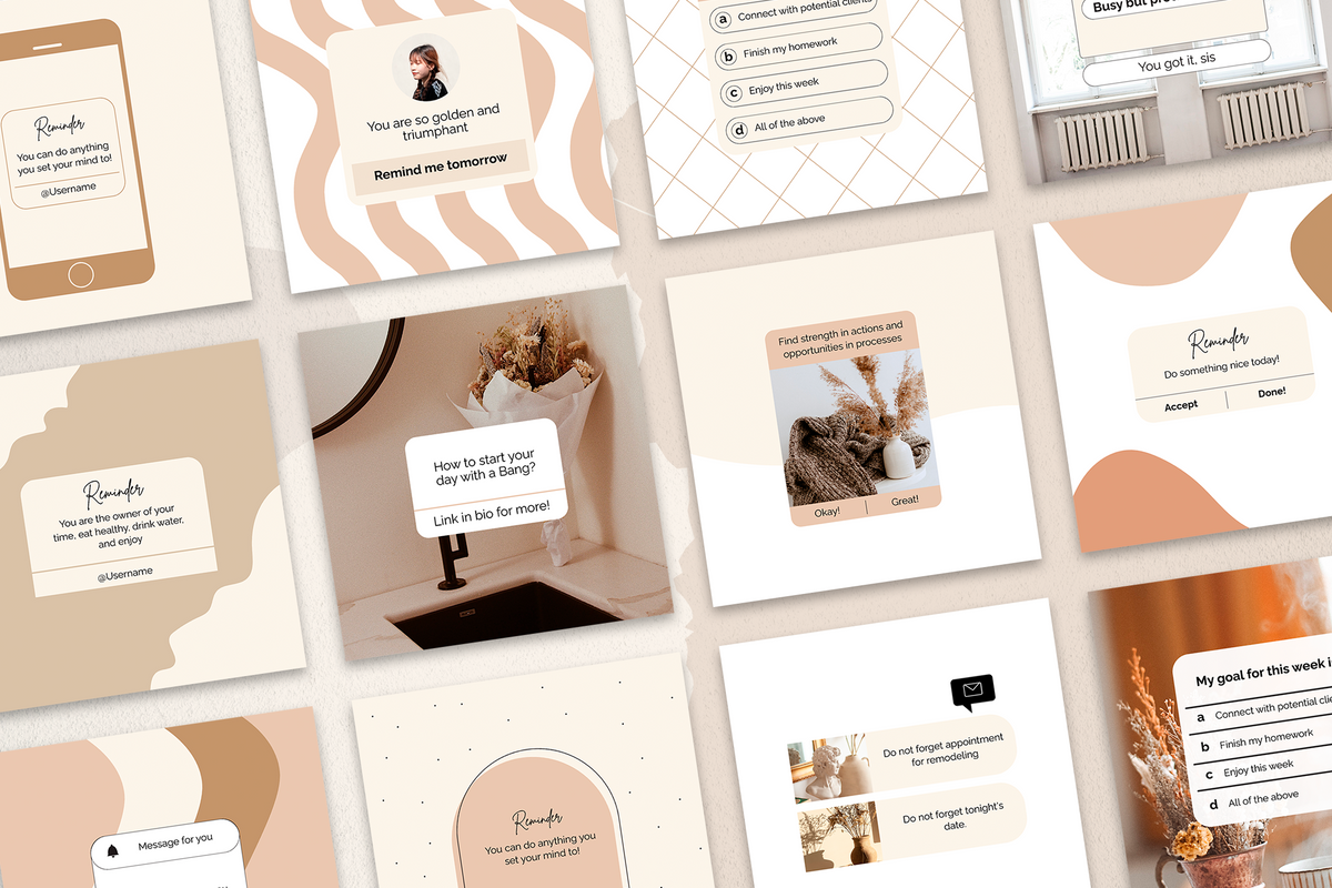 Reminders & Notifications Posts Templates for CANVA Slidewalla