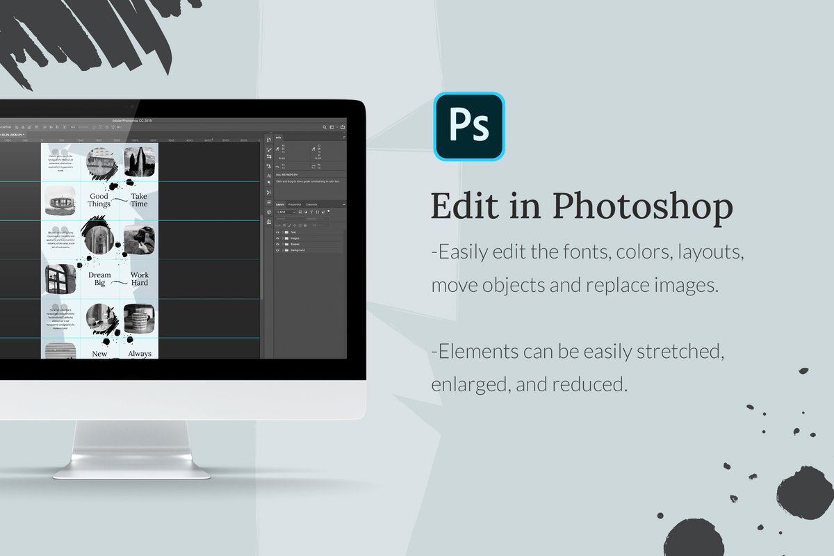 Shawna Instagram Puzzle Template for CANVA & Photoshop