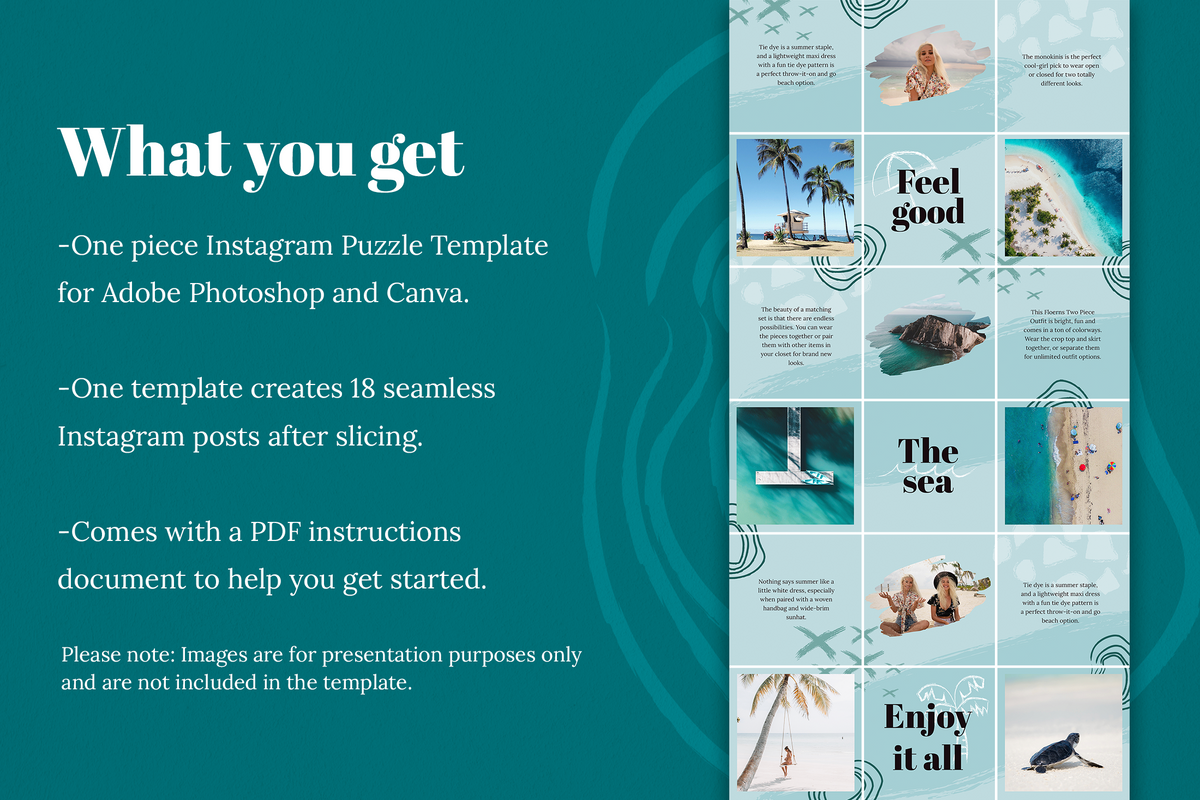 Sonya Instagram Puzzle Template for CANVA & Photoshop