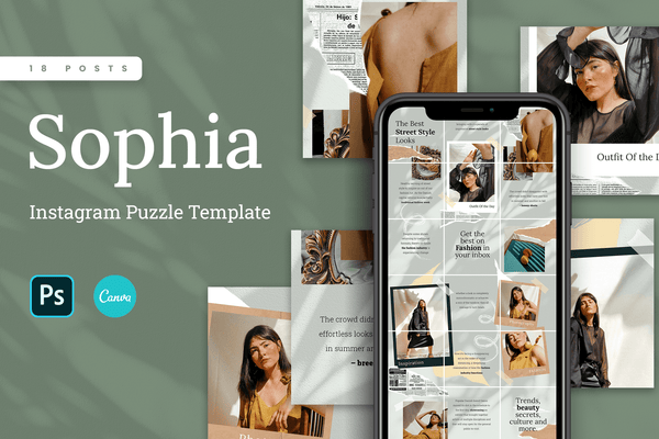 Sophia Instagram Puzzle Template for CANVA & Photoshop