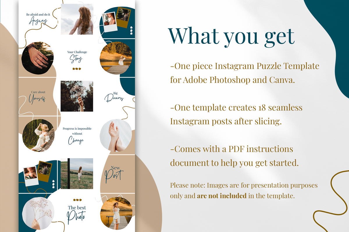 Suzanne Instagram Puzzle Template for CANVA & Photoshop