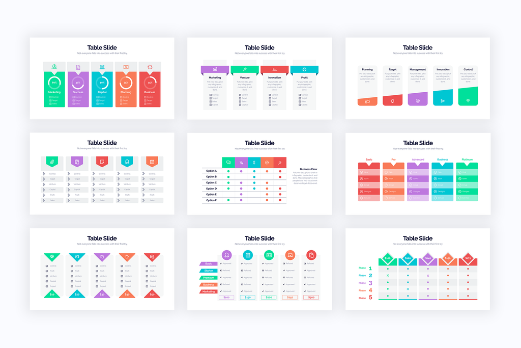 Slide Table With Icon Table Slide Powerpoint Infographics – Slidewalla