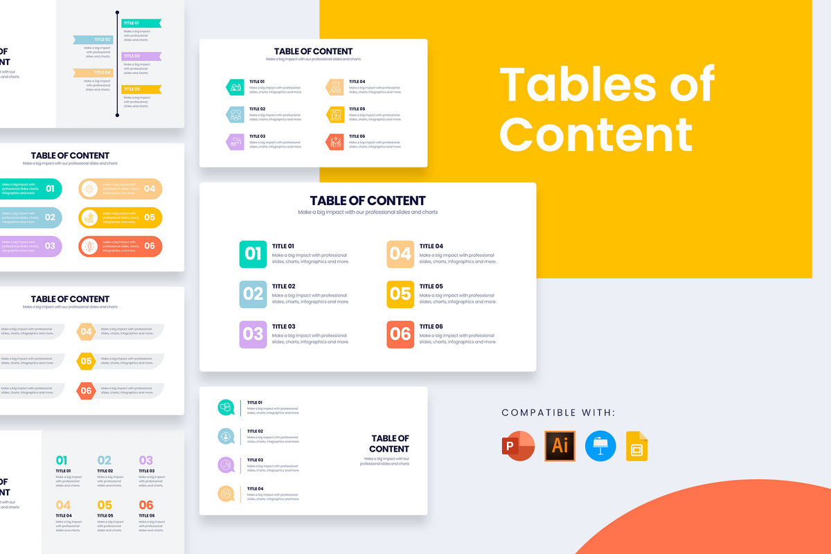 Tables of Content Infographic Templates
