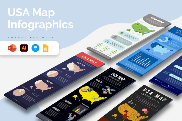 USA Maps Vertical Infographics Templates