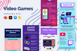 Video Games Vertical Infographics Templates