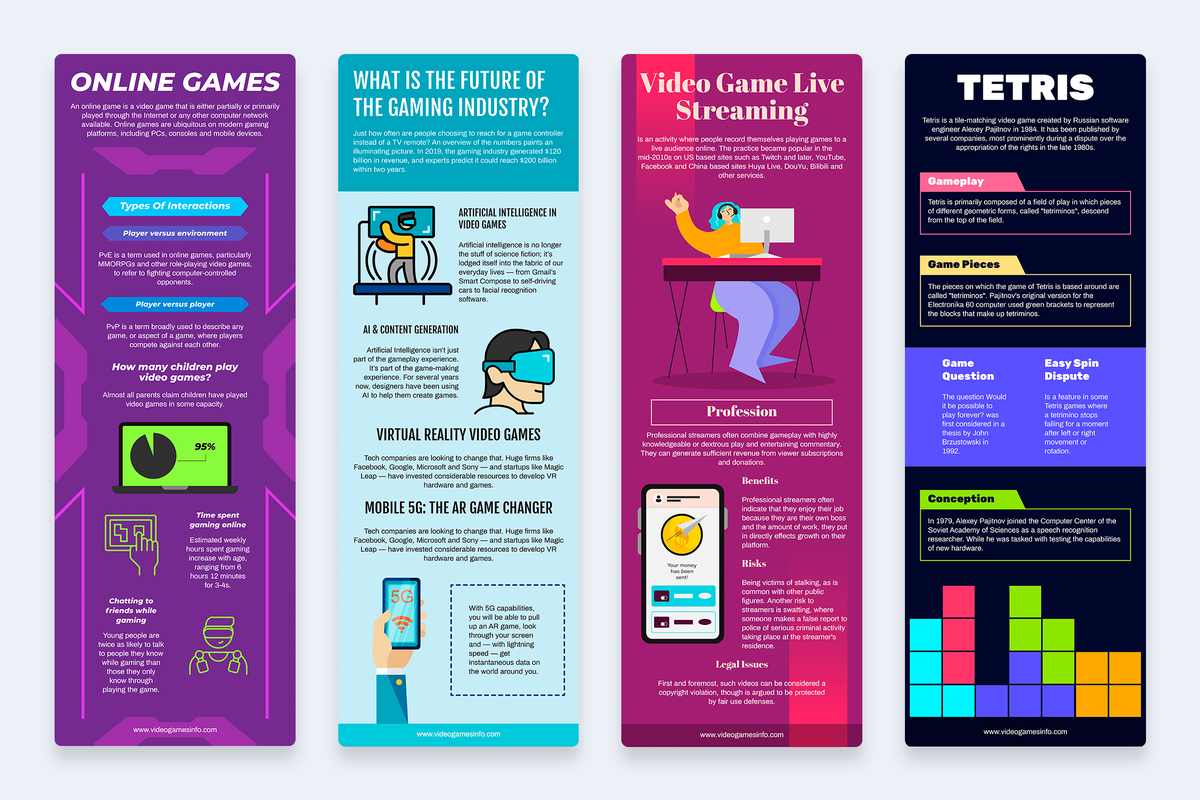 Video Games Vertical Infographics Templates